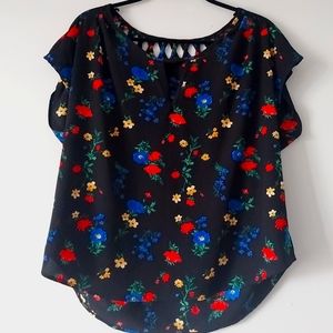 Cute Black-floral Blouse